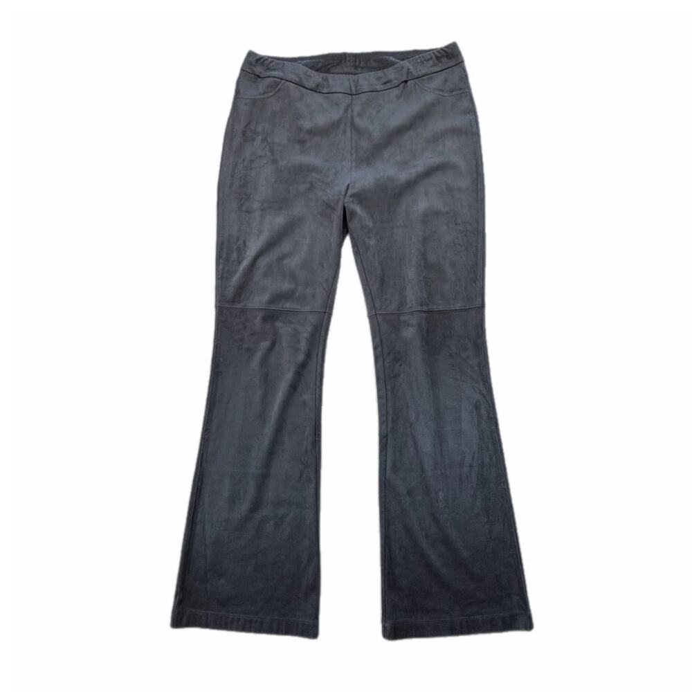 Soft Surroundings Black Faux Suede Pull On Flare Boho Retro Soft Comfort Pants